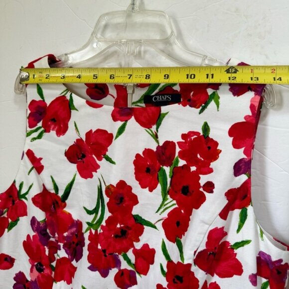Chaps Floral Sheath Dress Cotton Sleeveless Preppy Midi Red Black White Print 12 - Picture 13 of 16